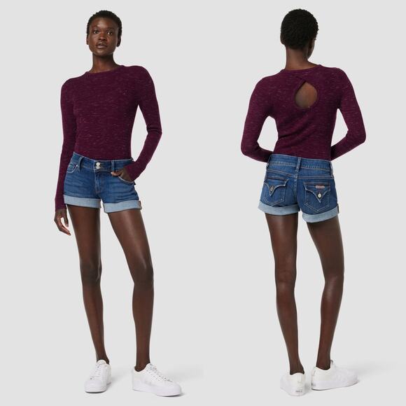 Hudson Croxley Mid Thigh Mid-Rise Cuffed Denim Shorts Stel size 24 - Picture 3 of 12